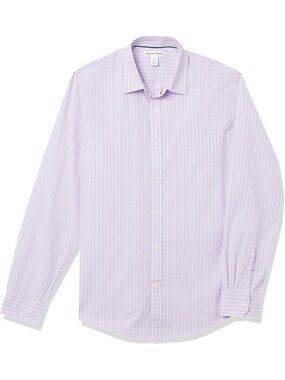 Men's White Double Stripe 100% Cotton Imported Long-Sleeve Casual Poplin Shirt